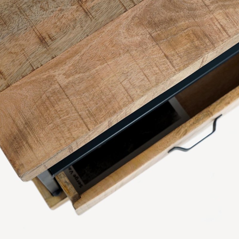 Wohnzimmertisch im Industriestil aus Massivholz und Metall – Cambridge