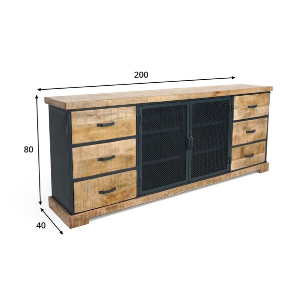 Industrielles Sideboard 200 cm - Cambridge