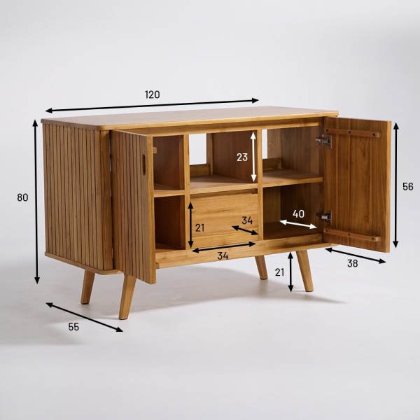 Badezimmermöbel aus massivem Teakholz 120 cm - Neha