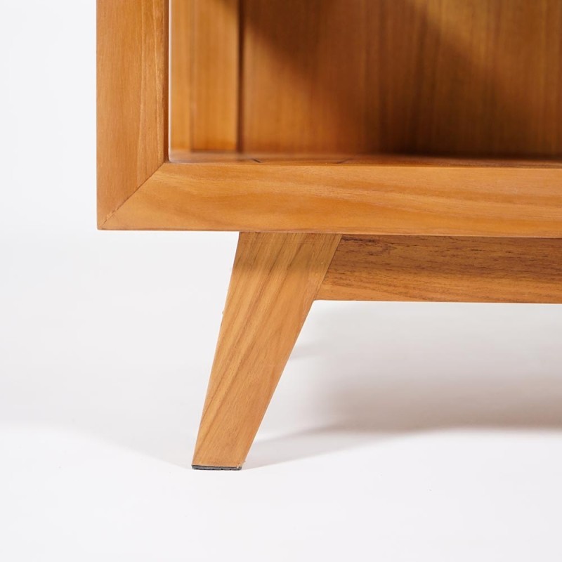 Badezimmermöbel aus massivem Teakholz und Waschbecken aus weißem Terazzo - Meera