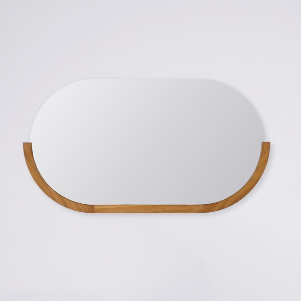 Spiegel 120 cm mit abgerundeten Kanten und Teakholzrahmen - Keya