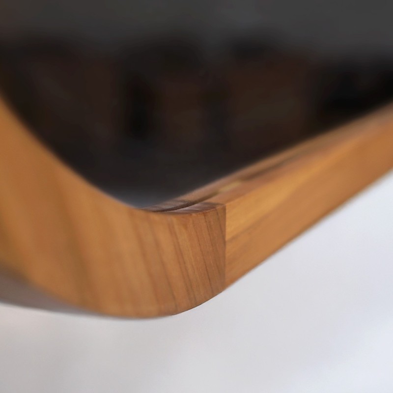 Spiegel 120 cm mit abgerundeten Kanten und Teakholzrahmen - Keya