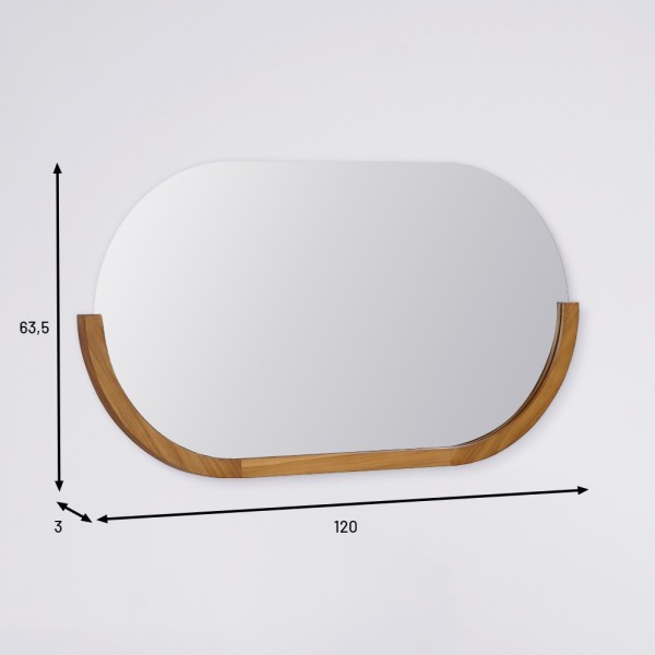 Spiegel 120 cm mit abgerundeten Kanten und Teakholzrahmen - Keya