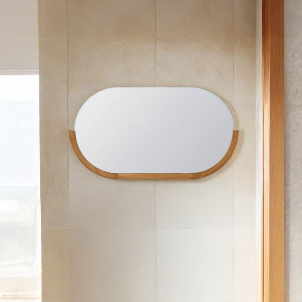 Spiegel 120 cm mit abgerundeten Kanten und Teakholzrahmen - Keya