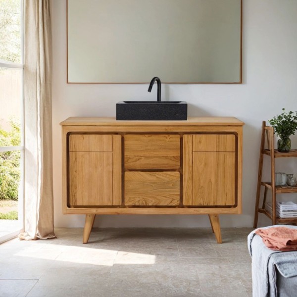 Badezimmermöbel aus massivem Teakholz 120 cm - Pragati