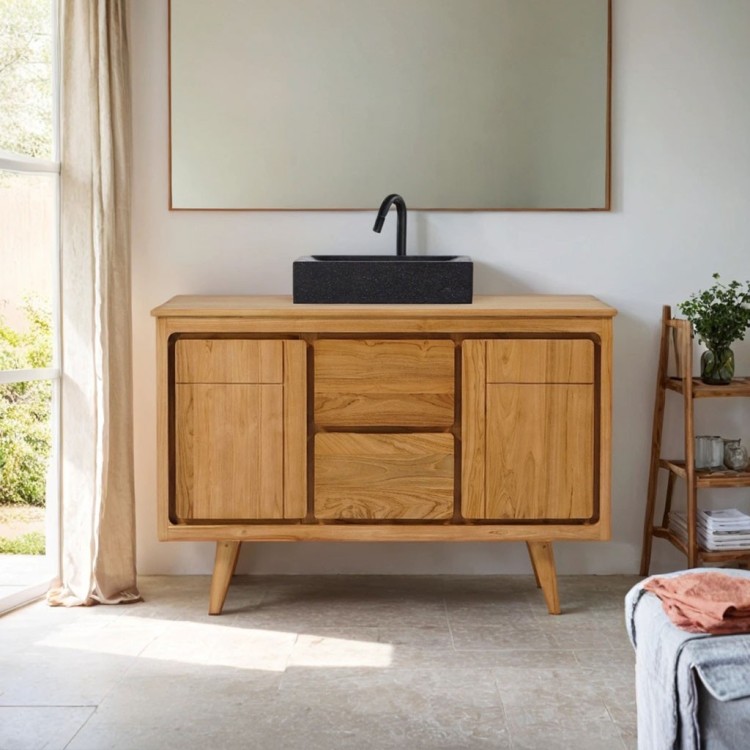Badezimmermöbel aus massivem Teakholz 120 cm - Pragati