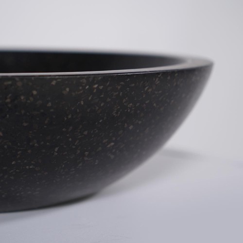 Rundes Waschbecken aus schwarzem Terrazzo Durchmesser 40 cm - Megha