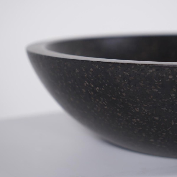Rundes Waschbecken aus schwarzem Terrazzo Durchmesser 40 cm - Megha