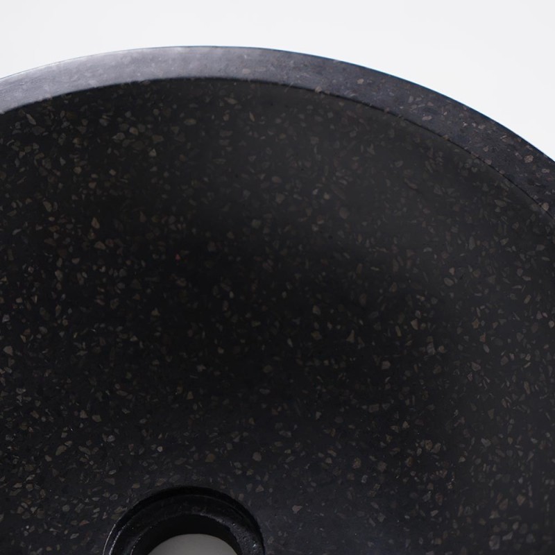 Rundes Waschbecken aus schwarzem Terrazzo Durchmesser 40 cm - Megha