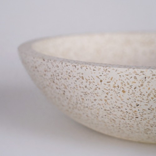 Rundes Waschbecken aus weißem Terrazzo Durchmesser 40 cm - Megha
