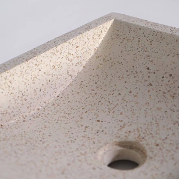 Rechteckiges Waschbecken aus weißem Terrazzo 45 cm x 40 cm - Mayuri