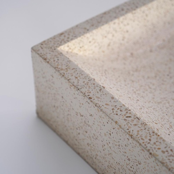Rechteckiges Waschbecken aus weißem Terrazzo 45 cm x 40 cm - Mayuri