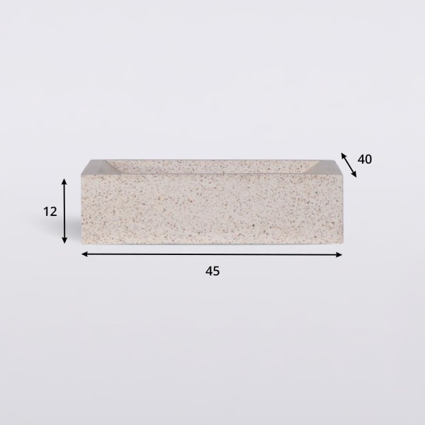 Rechteckiges Waschbecken aus weißem Terrazzo 45 cm x 40 cm - Mayuri