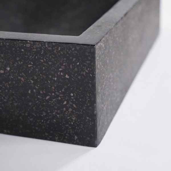 Rechteckiges Waschbecken aus schwarzem Terrazzo 45 cm x 40 cm - Mayuri