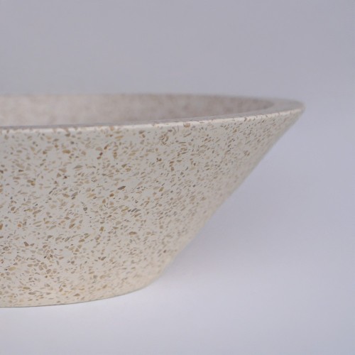 Konisches Waschbecken aus weißem Terrazzo 40 cm x 40 cm - Mohini