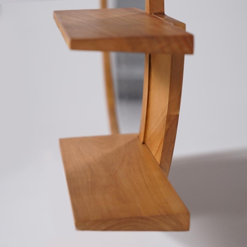 Ovaler Spiegel mit Teakholzrahmen und Ablageflächen - Leela