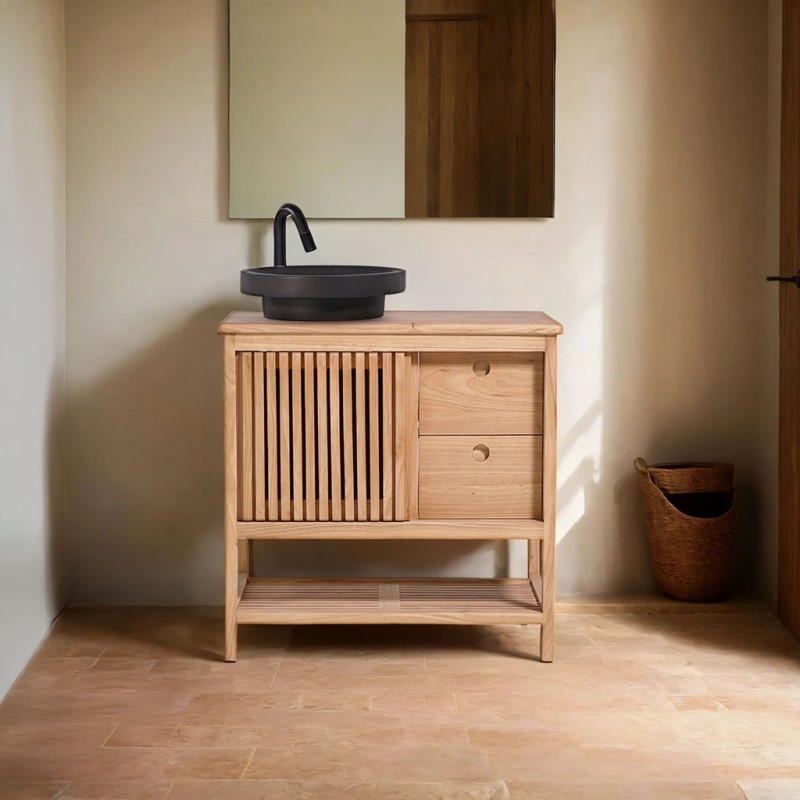Badezimmermöbel unter Waschbecken aus Holz 80 cm - Rohini
