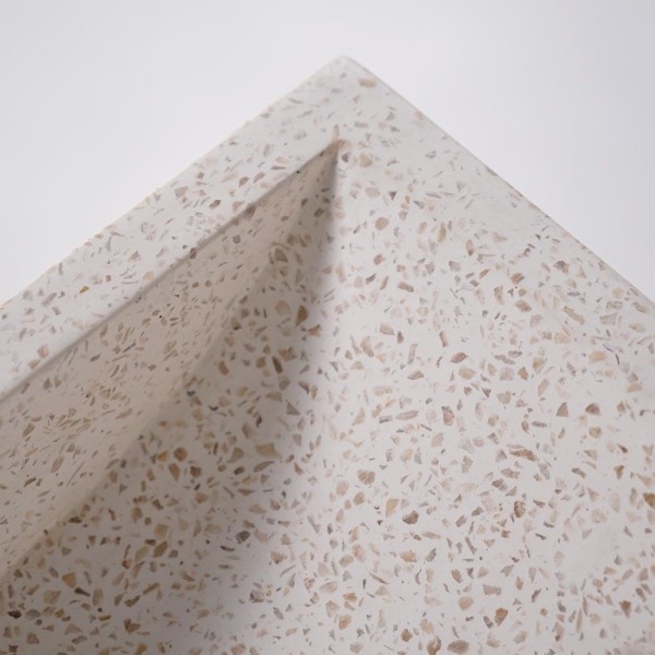 Handwaschbecken aus massivem Teakholz und Waschbecken aus weißem Terrazzo - Kali