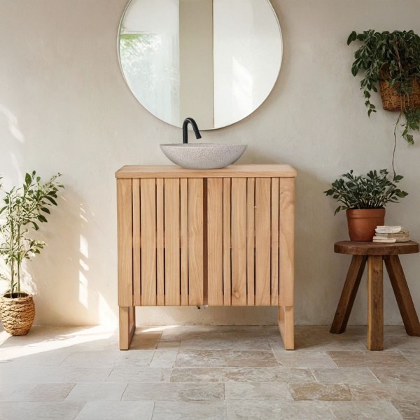 Badezimmermöbel aus Massivholz 80 cm - Satya