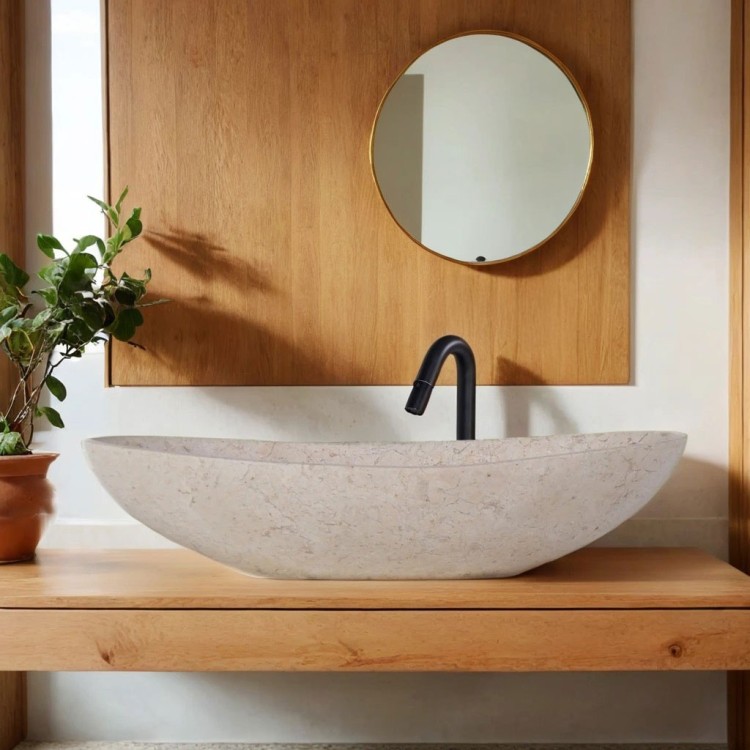 Freistehendes Badezimmer-Waschbecken aus Stein - Amethyst