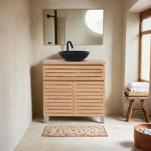 Waschtischunterschrank aus Massivholz 80 cm - Reva