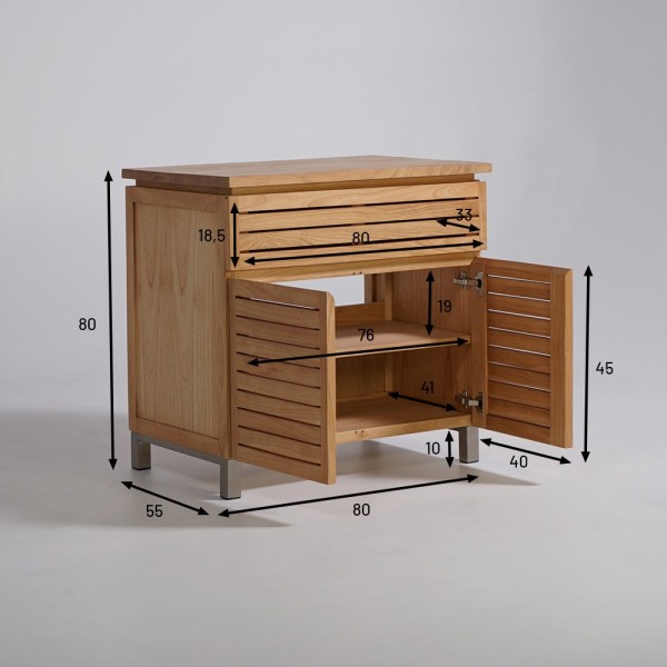 Waschtischunterschrank aus Massivholz 80 cm - Reva