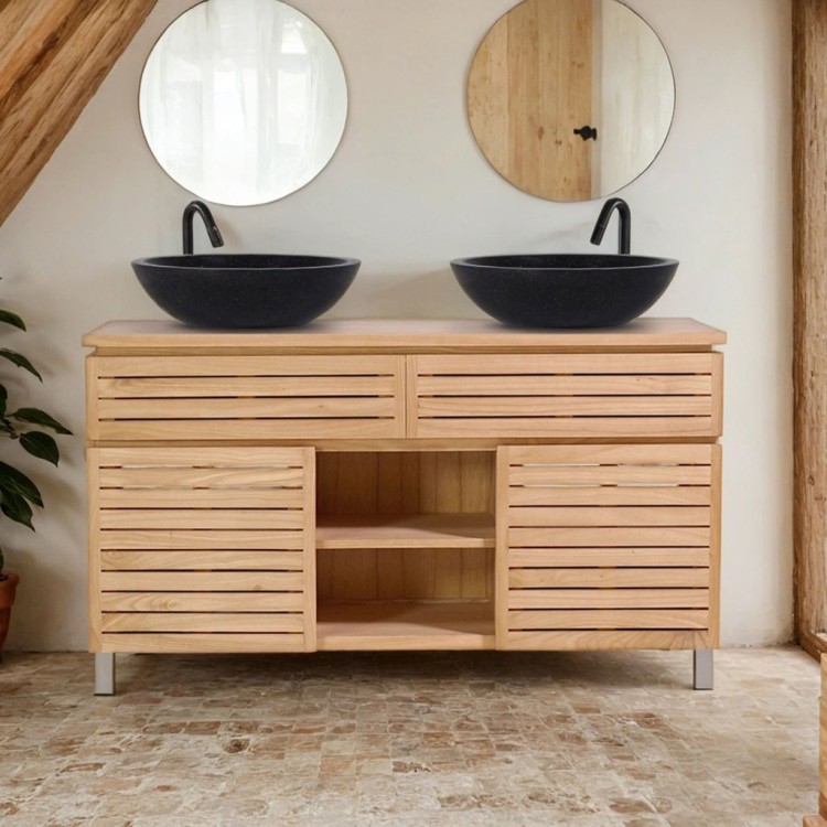 Waschtischunterschrank aus Massivholz 140 cm - Reva