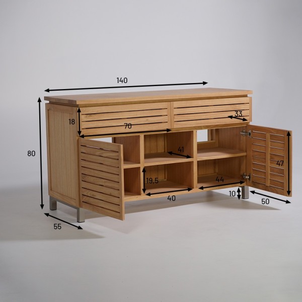 Waschtischunterschrank aus Massivholz 140 cm - Reva
