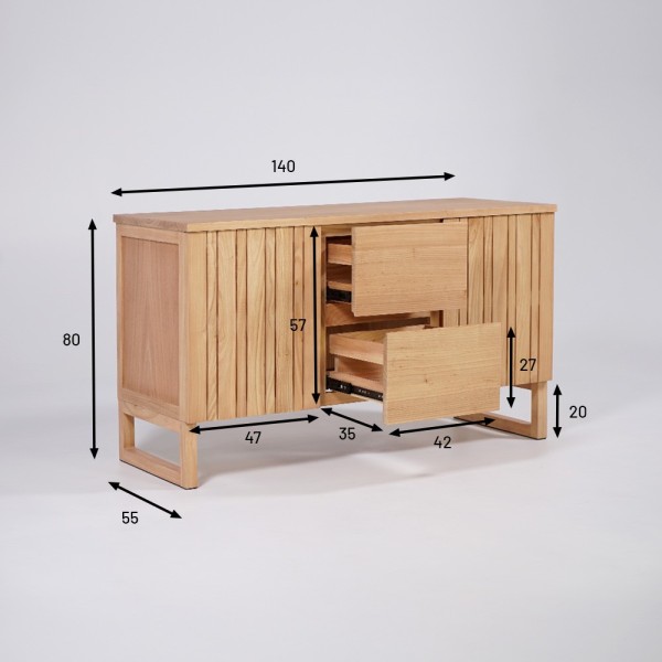 Badezimmermöbel mit Waschbeckenunterschrank aus Massivholz 140 cm - Satya