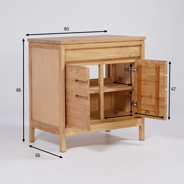 Waschtischunterschrank aus Massivholz 80 cm - Ashwini