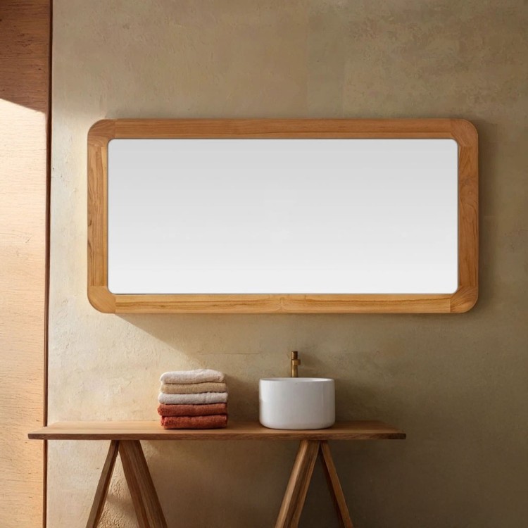 Rechteckiger Badezimmerspiegel 140 cm x 70 cm mit abgerundeten Kanten