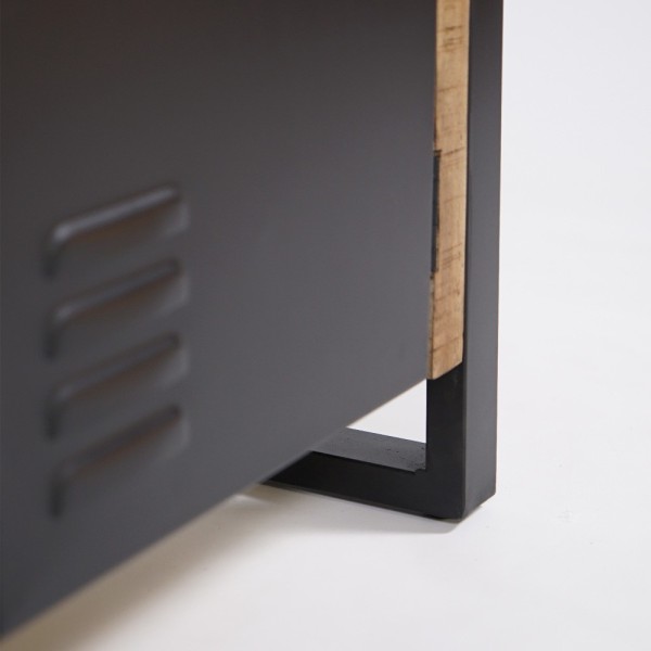 Industrial Sideboard aus Massivholz mit 4 schwarzen Metalltüren 180 cm - Kansas