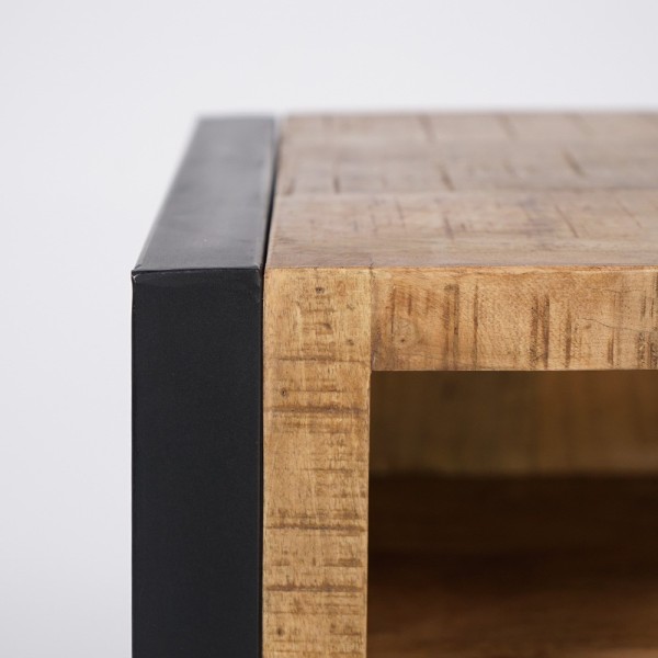 Industrial Sideboard aus Massivholz mit 4 schwarzen Metalltüren 180 cm - Kansas
