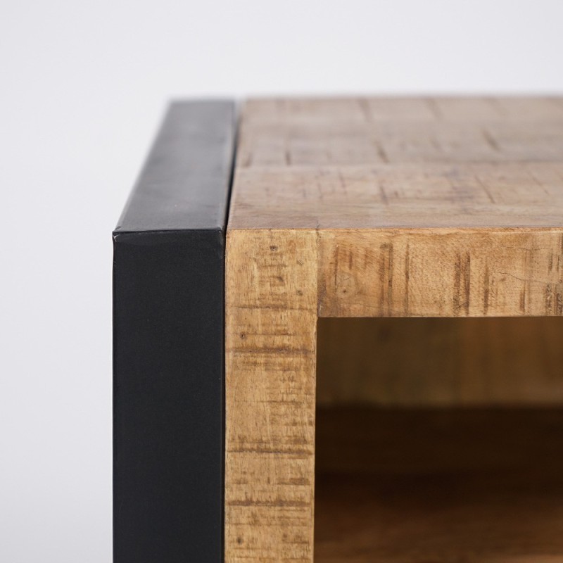 Industrial Sideboard aus Massivholz mit 4 schwarzen Metalltüren 180 cm - Kansas