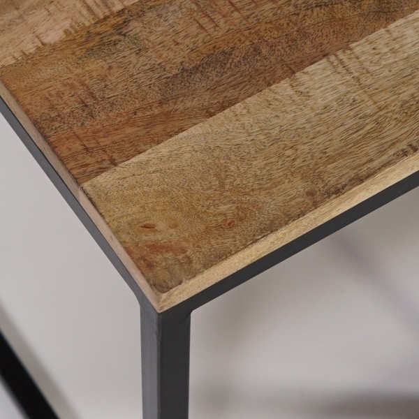Couchtisch aus Holz mit Unterplatte und Metallgestell
