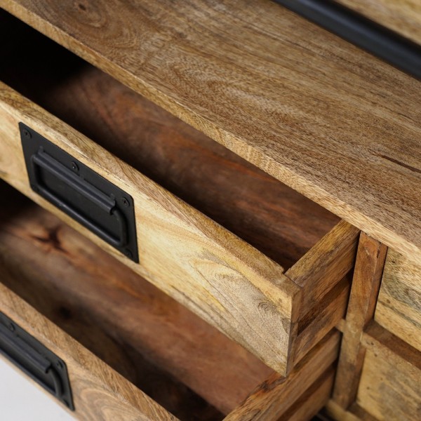 220 cm massief houten TV-meubel met schuifdeur - Parijs
