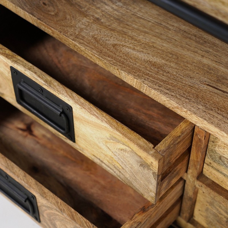 220 cm massief houten TV-meubel met schuifdeur - Parijs