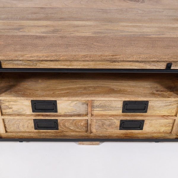 220 cm massief houten TV-meubel met schuifdeur - Parijs