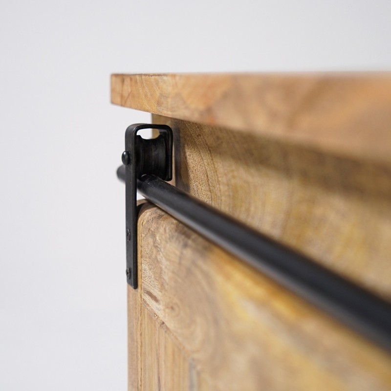 220 cm massief houten TV-meubel met schuifdeur - Parijs