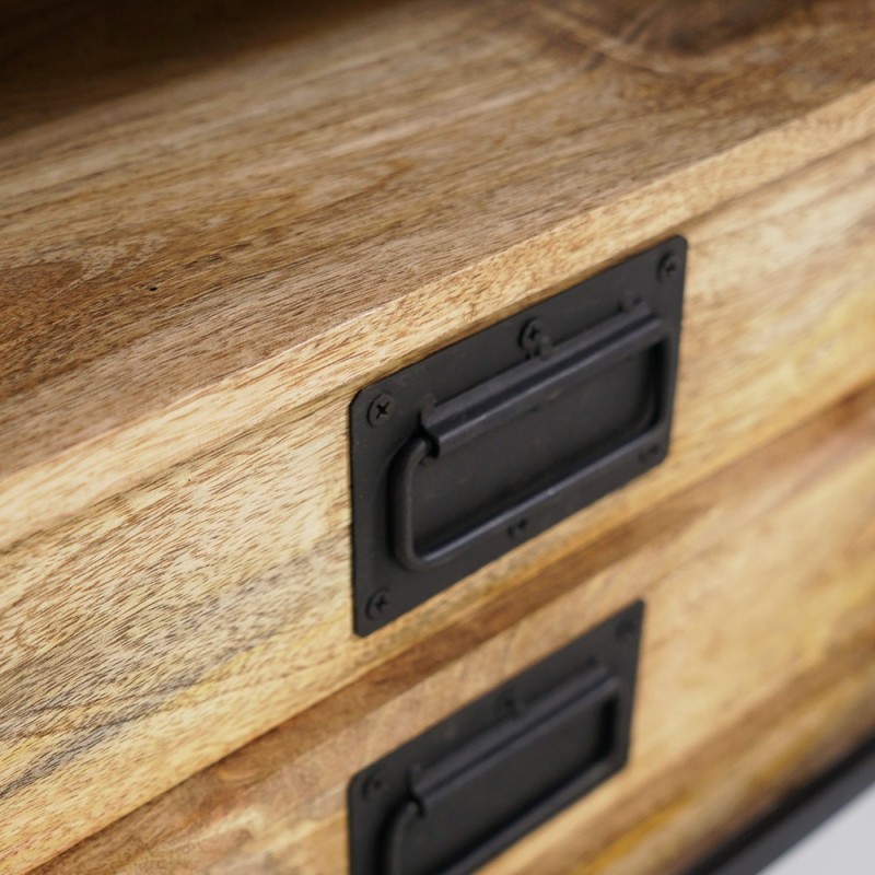220 cm massief houten TV-meubel met schuifdeur - Parijs