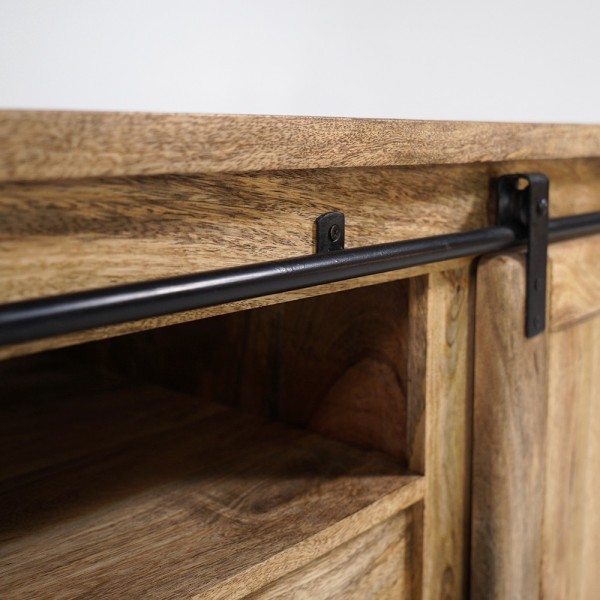220 cm massief houten TV-meubel met schuifdeur - Parijs