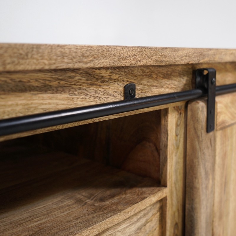 220 cm massief houten TV-meubel met schuifdeur - Parijs