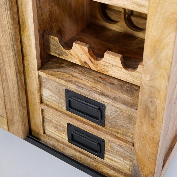 Buffet Weinkeller Massivholz und Metall - Paris