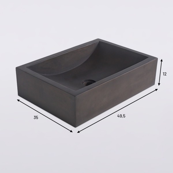 Betonwaschbecken rechteckig - Tief anthrazit - Pure Cast