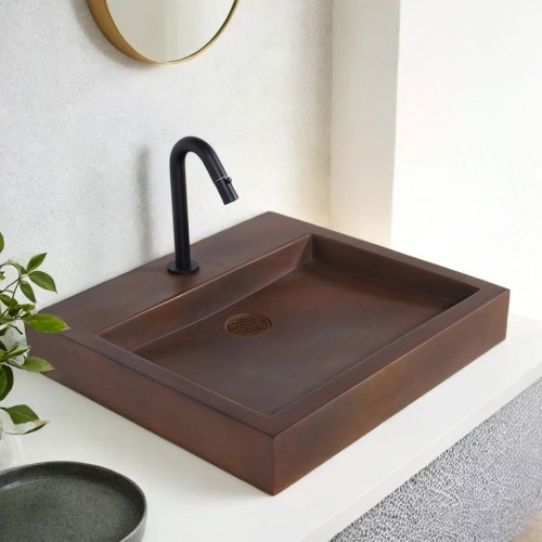 Betonwaschbecken rechteckig braun Vintage - Solidis