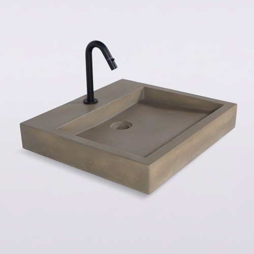 Betonwaschbecken rechteckig naturfarben - Solidis