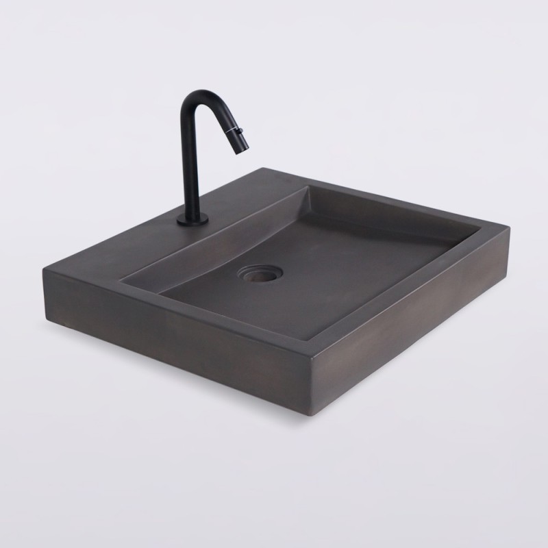 Betonwaschbecken rechteckig tief anthrazit - Solidis