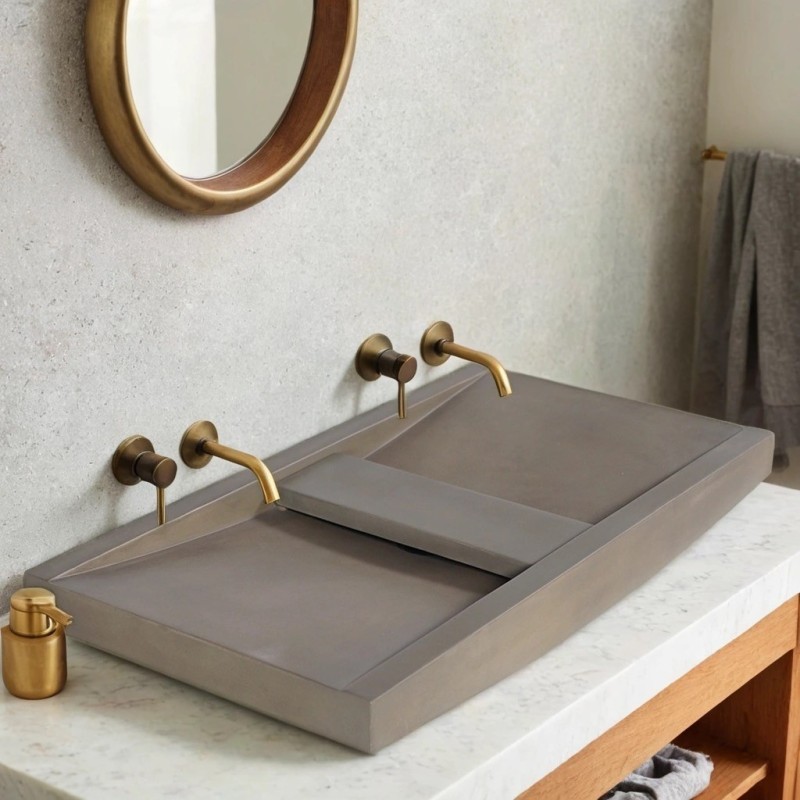 Doppelwaschbecken aus Beton naturfarben - Cementis