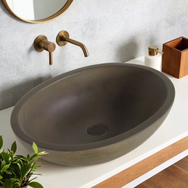 Betonwaschbecken oval - Naturfarben - Raw Blend