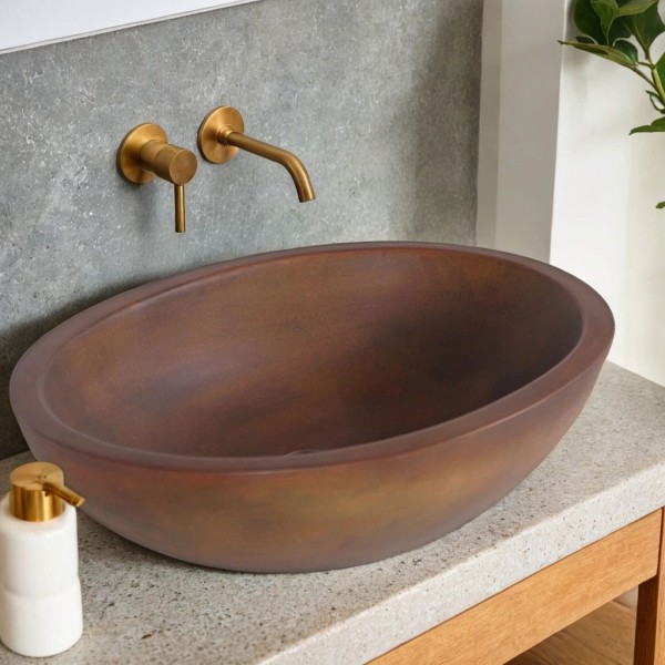 Betonwaschbecken oval - Vintage Braun - Raw Blend